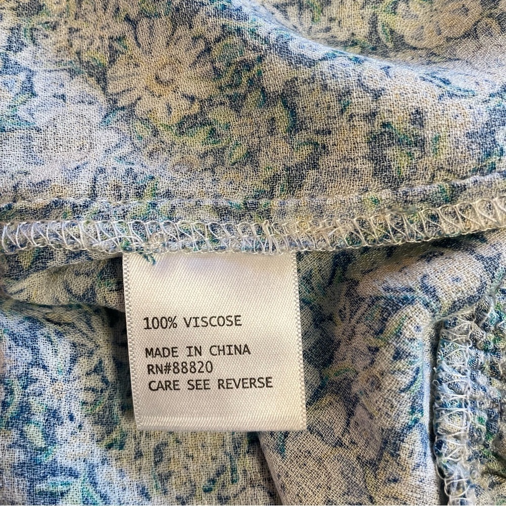 Cynthia Rowley Ruffle Hem Blue Floral Tank Top Size Medium - Picture 7 of 10